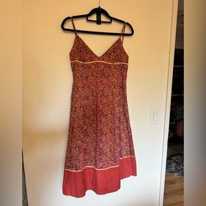 Dosa Liberty Midi Slip Dress 100% Cotton Floral Tank Pink Size 3 Medium EUC